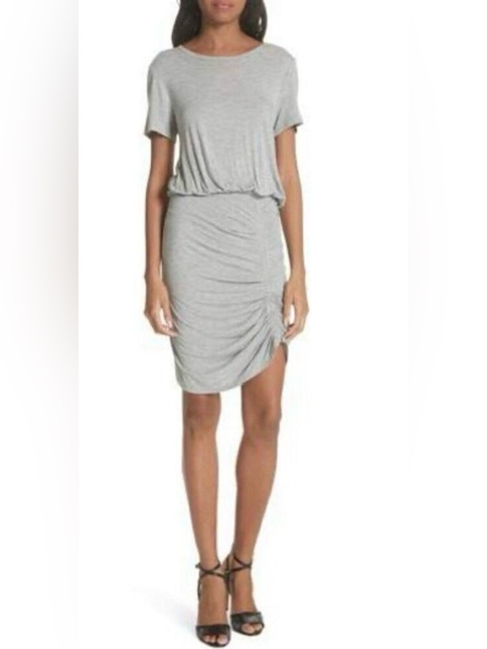 Veronica Beard Yari  Gray Ruched T-Shirt Dress Size Small